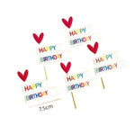 décorations gâteau happy birthday multicolore nounours chapeau banderoles géométriques festives piquées bois