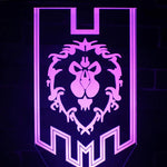 lampe led moderne 3d lion wow warcraft verte rouge or violette bleue transparente
