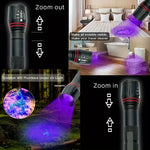 lampe torche uv rechargeable 395nm noir texturé modernes modes lumineux haut bas clignotant