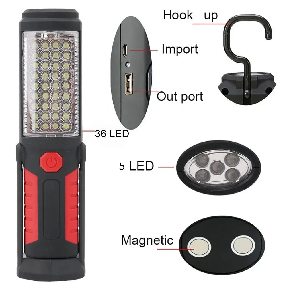 lampe torche pliable rechargeable led rouge bleu anti dérapante moderne résistante choc
