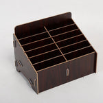 boîte rangement bois naturelle moderne grilles divisées bijoux accessoires rose marron minimaliste