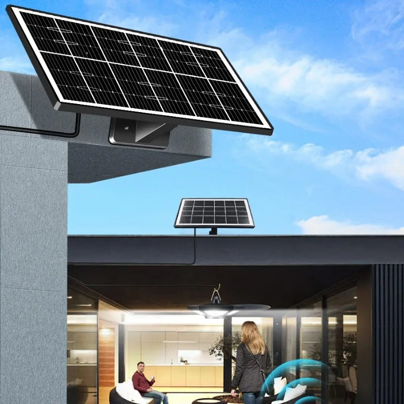 lampe solaire noire moderne 228 led 1000lm ip65 télécommande eyelets autonomesurgence