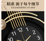 horloge murale moderne abstraite noir or décorative cerf artistique numérique chambre salon