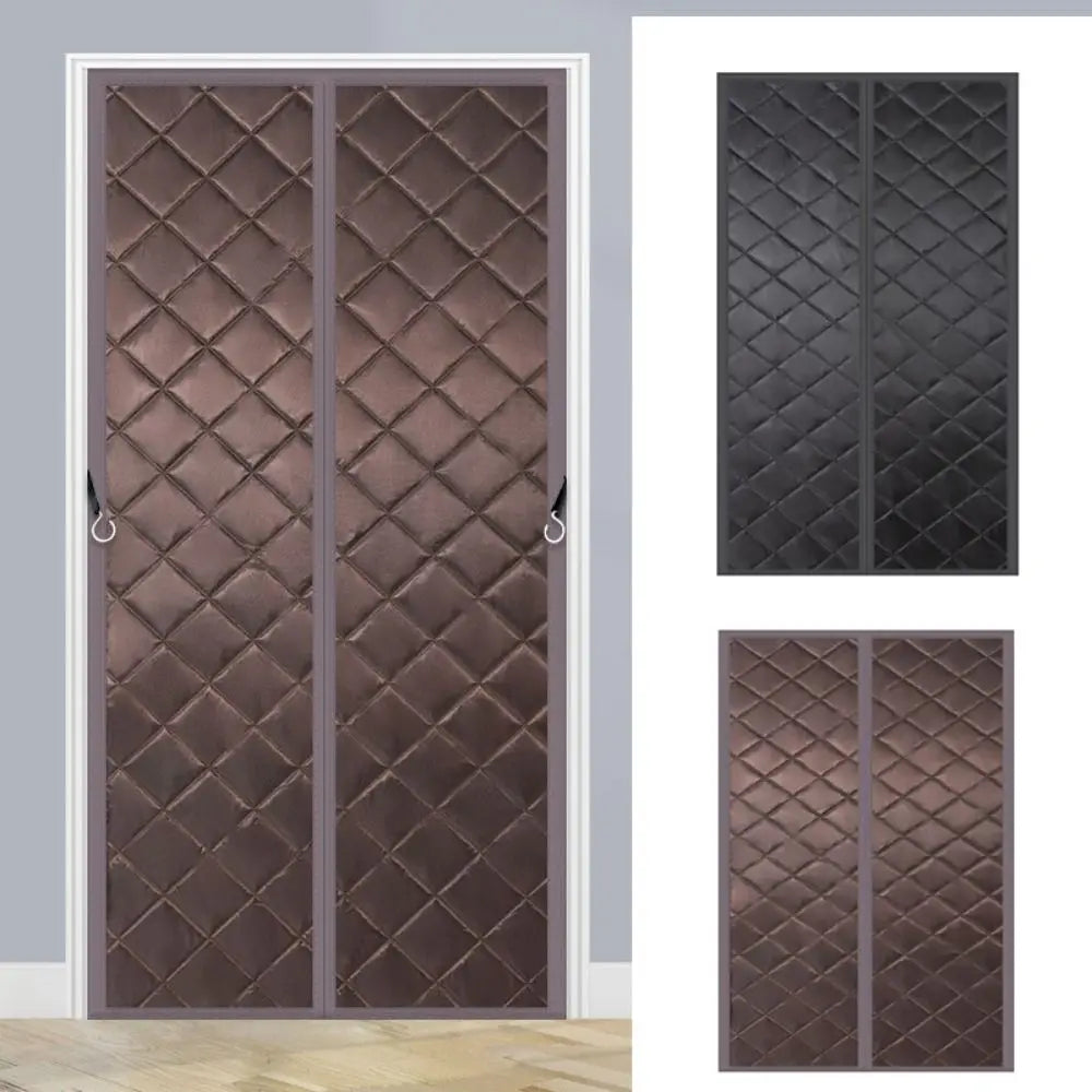 rideau porte isolant thermique épais motif quilté anti froid anti bruit intérieur moderne noir
