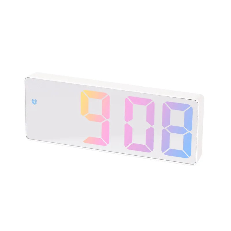 horloge numérique moderne rectangulaire noir blanc vert luminoise led snooze mode nuit