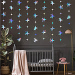 guirlande décorative multicolore stars lunes cercles effet holographique iridescent enfantin cosmique festif
