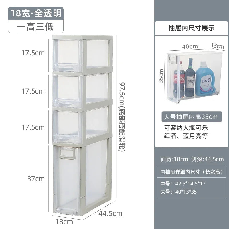meuble rangement modulaire blanc boîtes transparentes roulettes organisation maison moderne