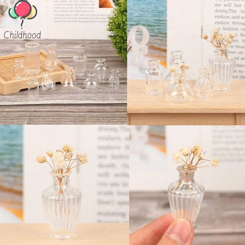vases verre transparent rayures verticales moderne décoration intérieure accessoires maison poupées éléments vintage sophistiqués