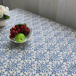 nappe table coton broderie fleur bleue blanche classique extérieure mariage festivité