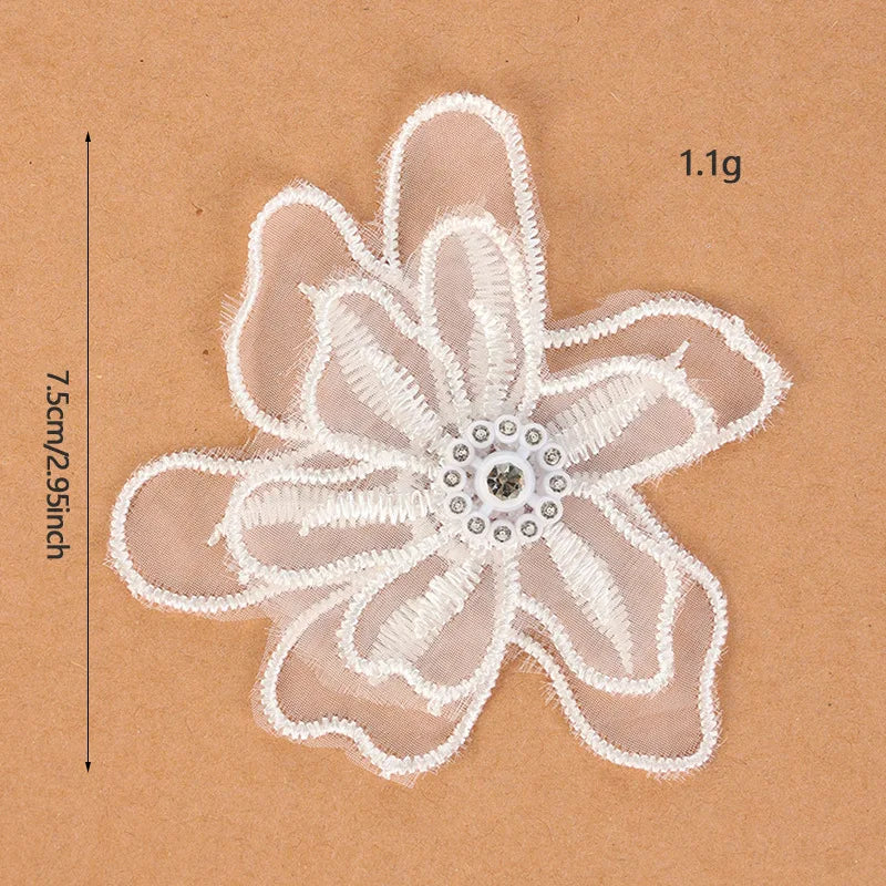 appliques decoratives dentelle blanche fleurs papillons broderie fine mariage decoration 20 pieces translucent