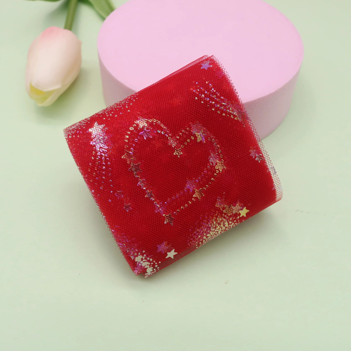 ruban decoratif brillant couleur bleu rouge violet rose jaune vert étoiles tissu polyester 6cm