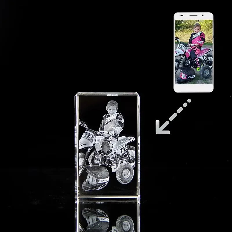 cadre photo cristal transparent gravure laser photo fille lapin occasion fête anniversaire valentin