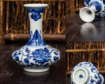 Bouteille porcelaine bleue et blanche peinte main artisanale décorative