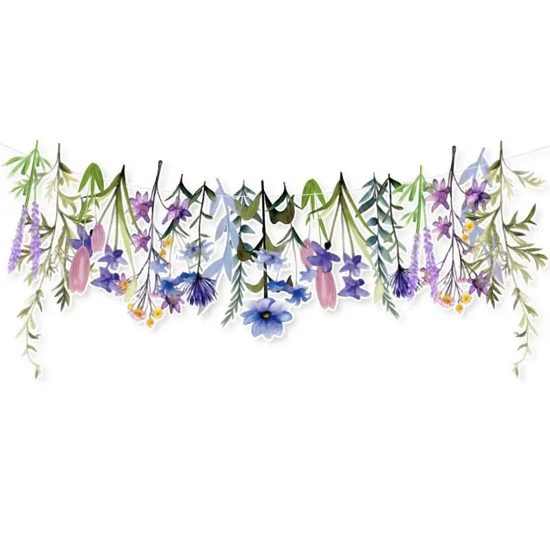 guirlande fleurs suspendues vert rose jaune bleu blanc décorative anniversaire salle classe festive