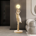 statue femme lune lampadaire moderne résine blanc noir bleu marron ondulé led minimaliste
