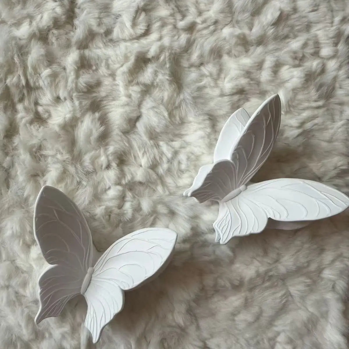 décoration murale papillon blanc relief 3d moderne adhésif plâtre minimaliste fixe maison