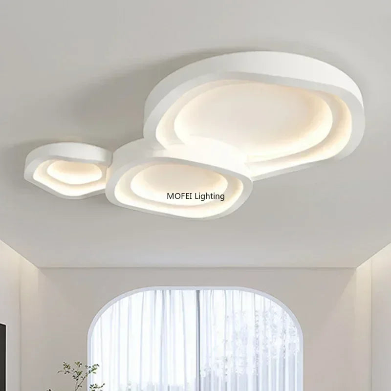 plafonnier led moderne blanc contemporain ovales opacité commandes tactiles