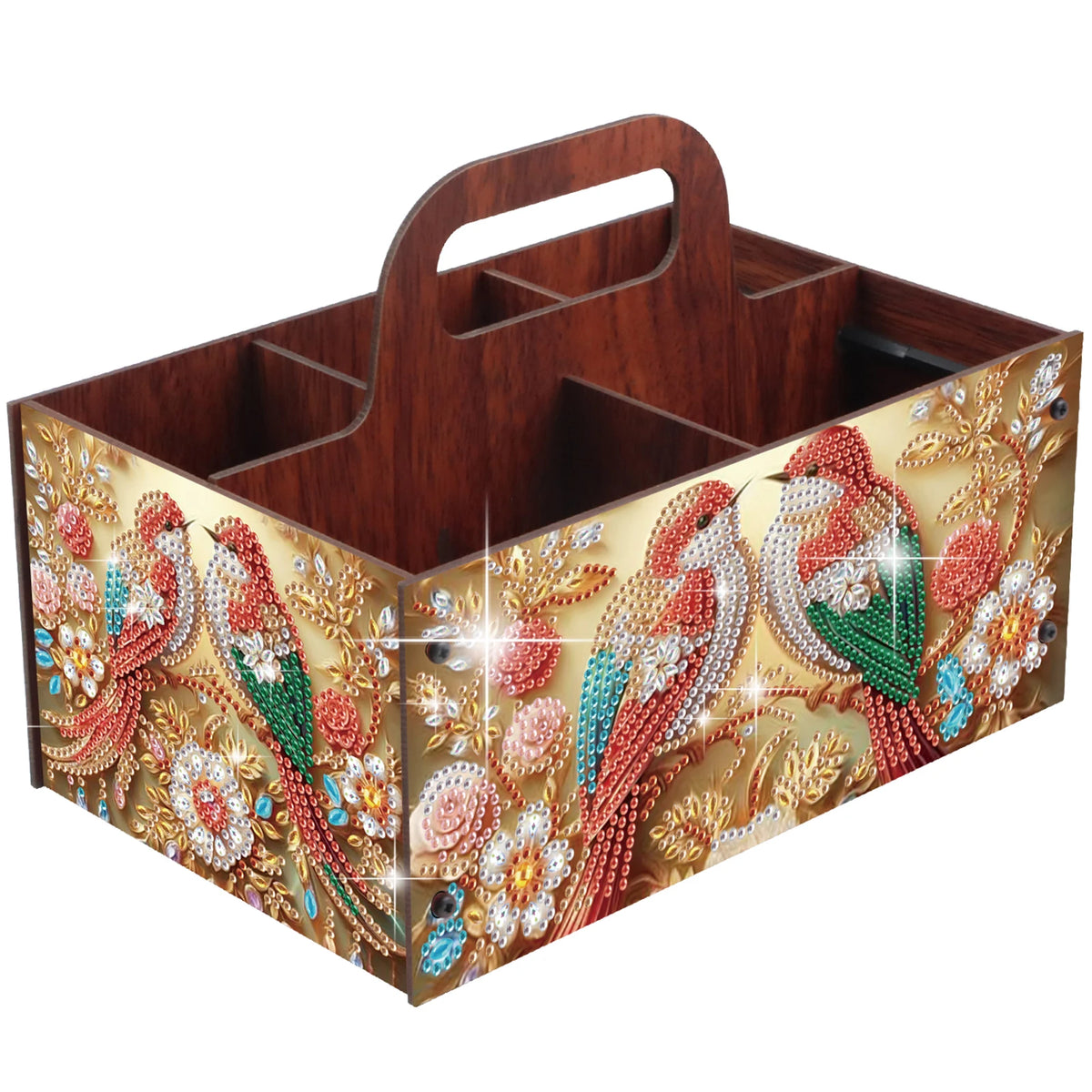boîtes rangement multicolores imprimées florales animaux oiseaux moderne poignées bois