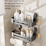 étagère salle bain angle ventouse aluminium gris moderne rangement douche serviette brosse dents crochets
