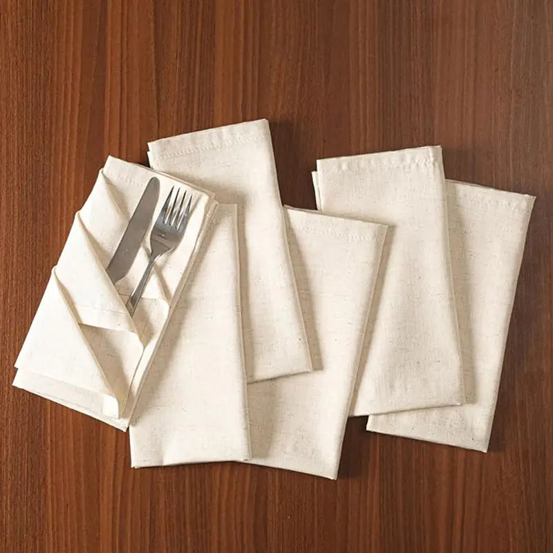 serviettes table maison restaurant beige crème rustique 40x40cm polyester pliées decoration pastorale