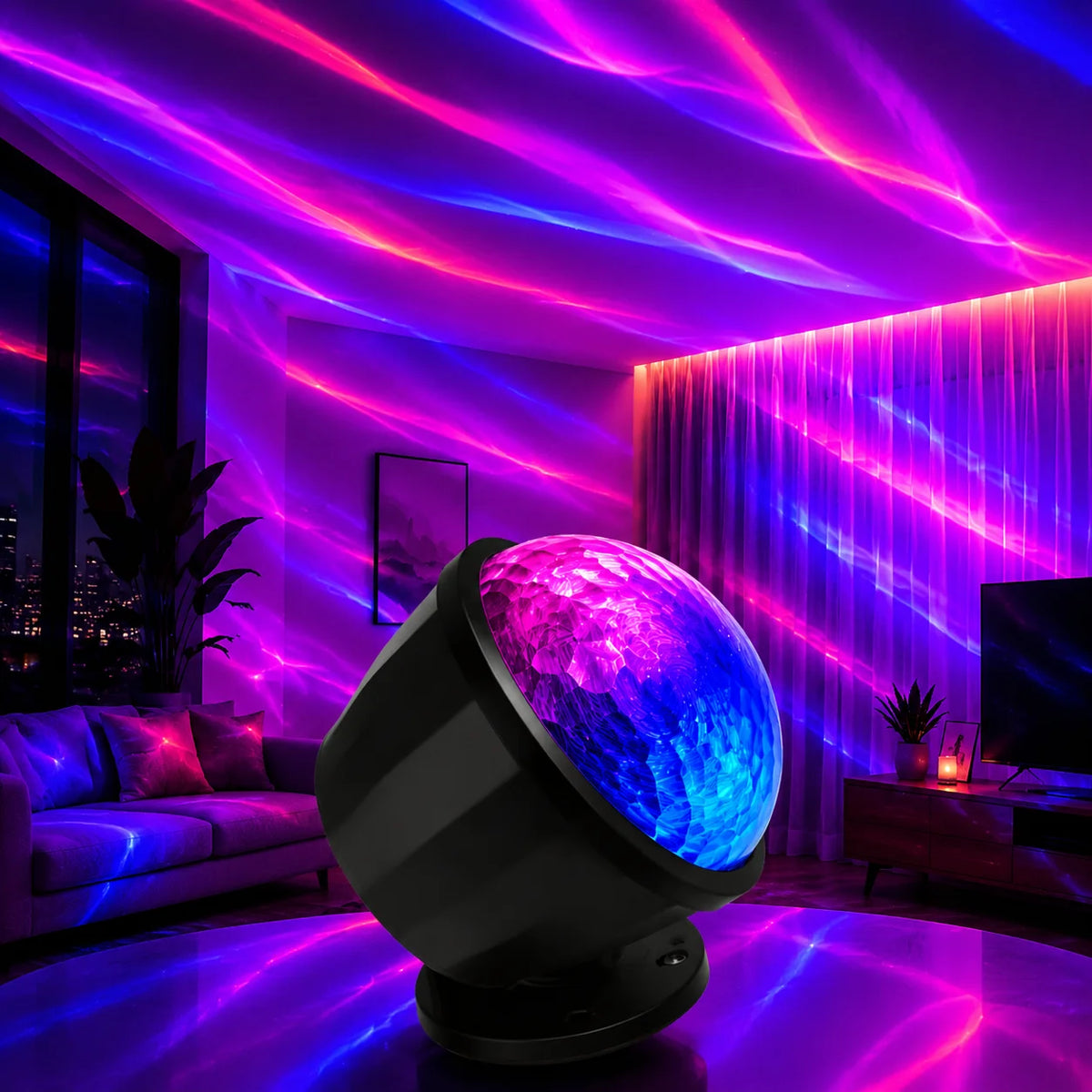 projecteur led noir multifonctionnel effet aurores boréales télécommande incluse minimaliste chambre enfants
