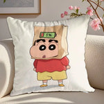 housse coussin carrée décorative dessin animé shin chan blanc lit salon maison