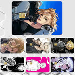 autocollant carte bancaire imperméable réutilisable personnage anime stanley snyder dr stone bleu noir