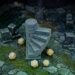 miniature structure architectonique pierre escalier pilier ruines antiques dés beige joints visibles