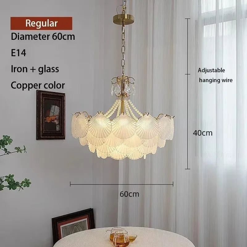 lampe suspendue blanc doré éventails classique vintage chaîne certifications sécuritéfluxlumineuxfaible