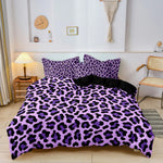ensemble literie imprimé léopard violet noir moderne taies d'oreiller housse couette twin full queen