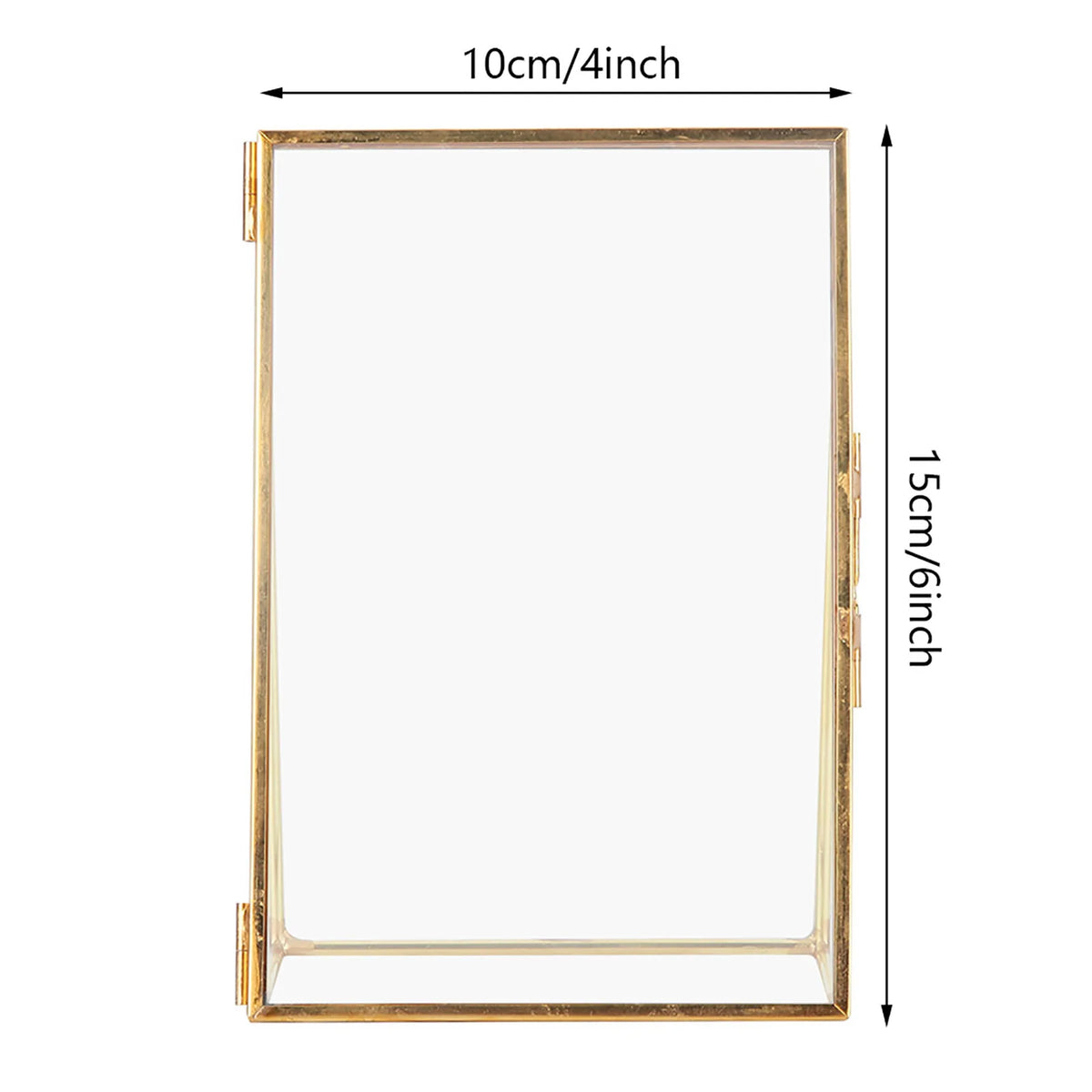 cadre photo or minimaliste verre transparent geometrique ouverture deux parties pieds