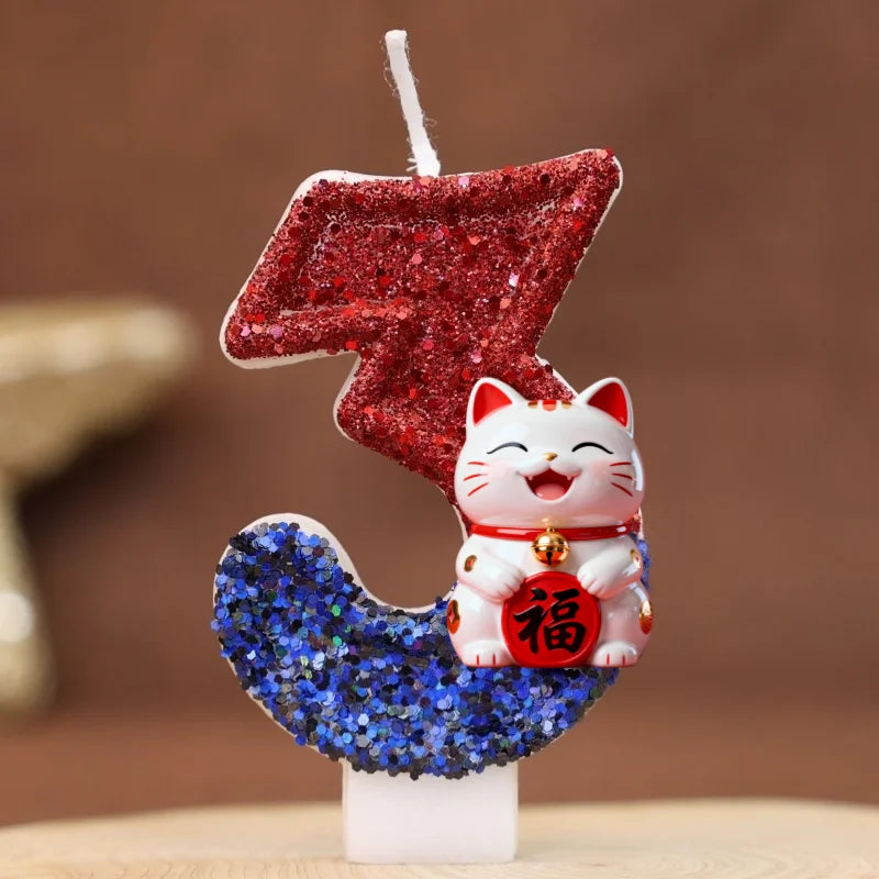 bougies numéraux pailletées rouge bleu blanc anniversaire enfants decoration chiffres