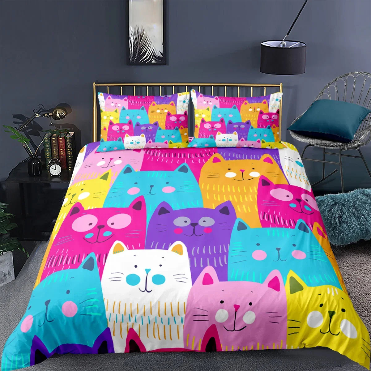 Ensemble de literie chat motif imprimé
