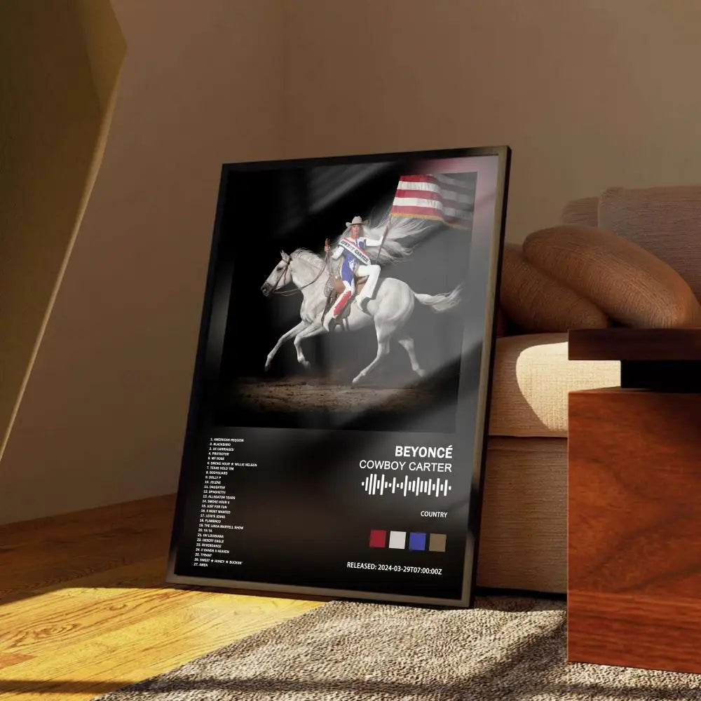 affiche moderne Beyoncé cheval abstraite doré noir blanc animal chambre décoration murale poster