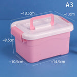 boîtes rangement transparentes bleues roses violettes poignées détachables moderne pratique enfants fournitures scolaires