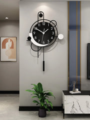 Horloge murale nordique moderne pour salon, pendule silencieuse en métal noir ou blanc, décoration intérieure