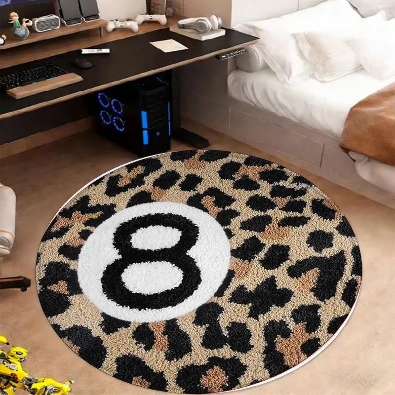 tapis léopard noir beige antidérapant moderne salon chambre intérieur extérieur polypropylène polyester feutre