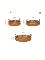 panier rotin marron tissage traditionnel rustique poignées vintage doily blanc snacks