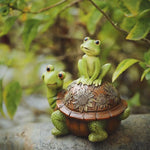 statuette tortue grenouille résine verte marron motifs floraux décoratif jardin animalierextérieur