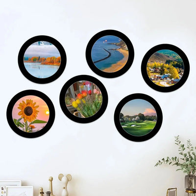 Lot de 5 cadres photo ronds en papier noir