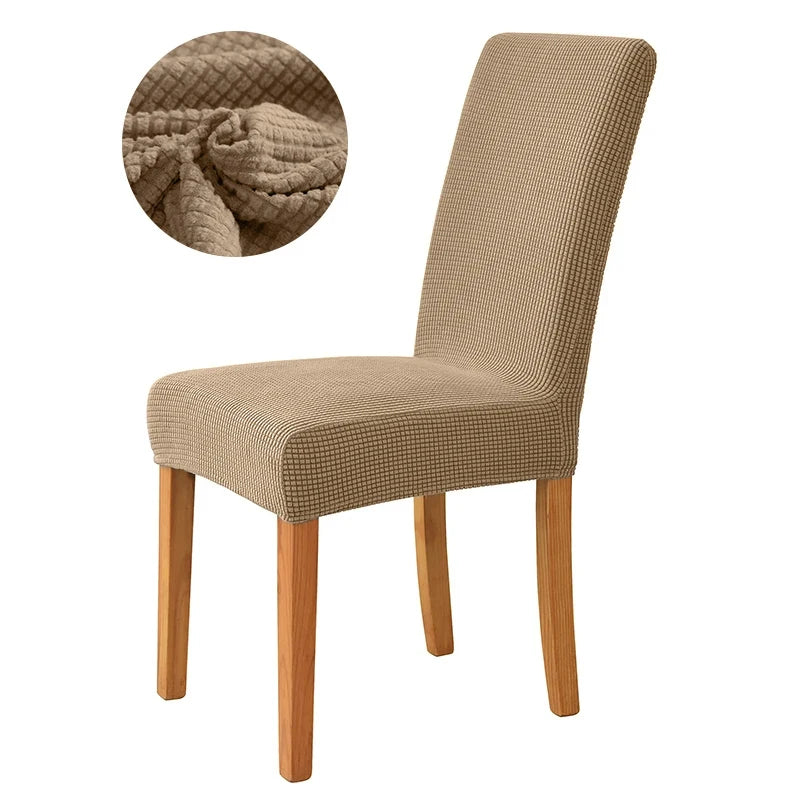 housse chaise jacquard gris rose vert marron moderne adhésif polyester pliage salon mariage banquet