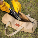 sac rangement tissu texturé outils gants utilitaire décontracté portable beige marron