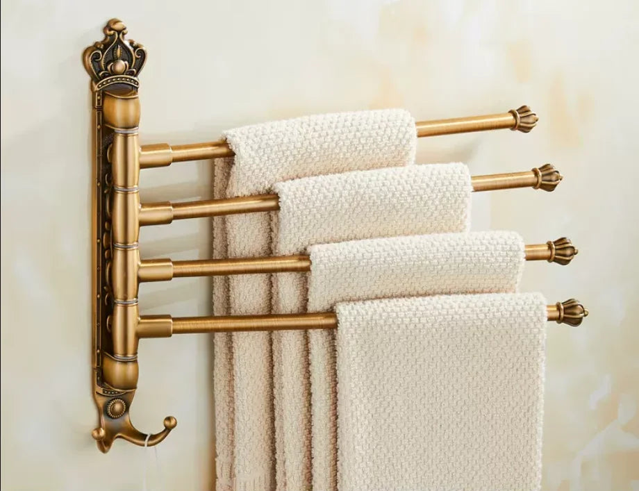 porte serviettes pivotant vintage blanc doré serviettes tissées fixation murale classique trois barres
