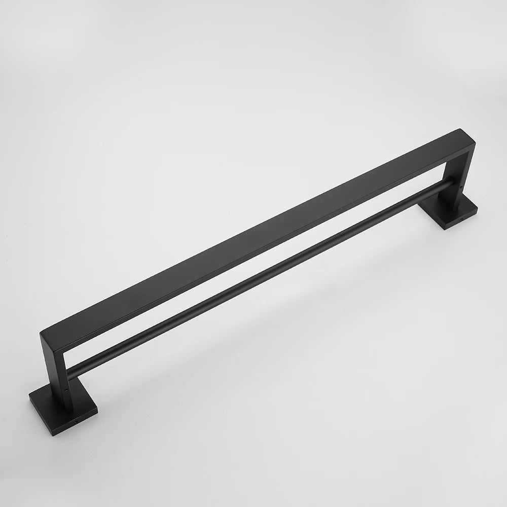 accessoires salle bain noir porte serviette porte savon moderne lisse inoxydable brossé fixations