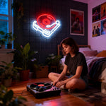 néons lumineux disque vinyle rouge bleu jaune blanc moderne rétro câble usb vis crochets