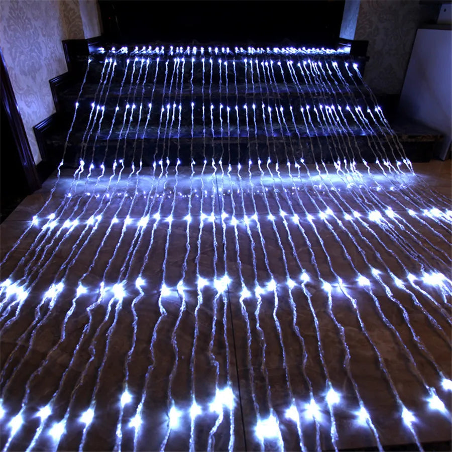 Rideau lumineux LED vert cascade 3x3m