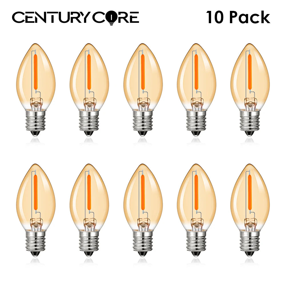 ampoule led conique filament orange moderne 360° e14 e12 vintage blanc chaud 25000h