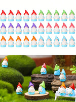 statues gnomes miniatures bleu blanc orange vert violet adhésives décoratives mignonnes jardin