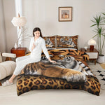 ensemble literie moderne tigre léopard orange noir taies oreiller couvre lit double king queen