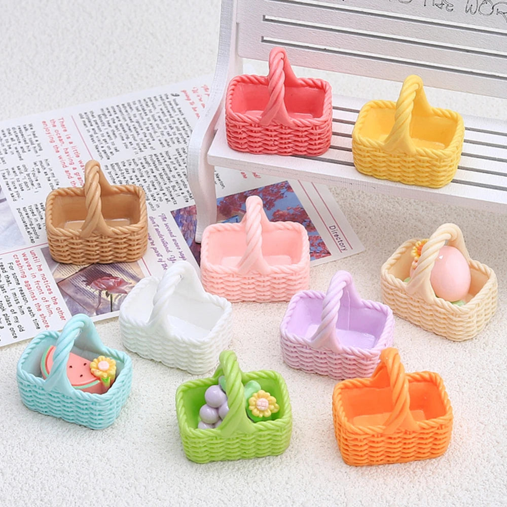 paniers tissés opaques rose jaune vert beige bleu orange classiques poignées scrapbooking artisanat